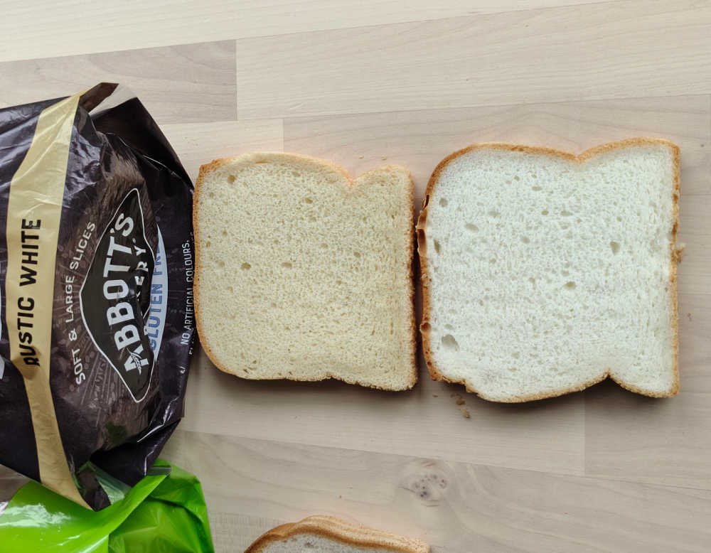 Abbotts Bakery GF Slice Vs Generic Label GF Slice.