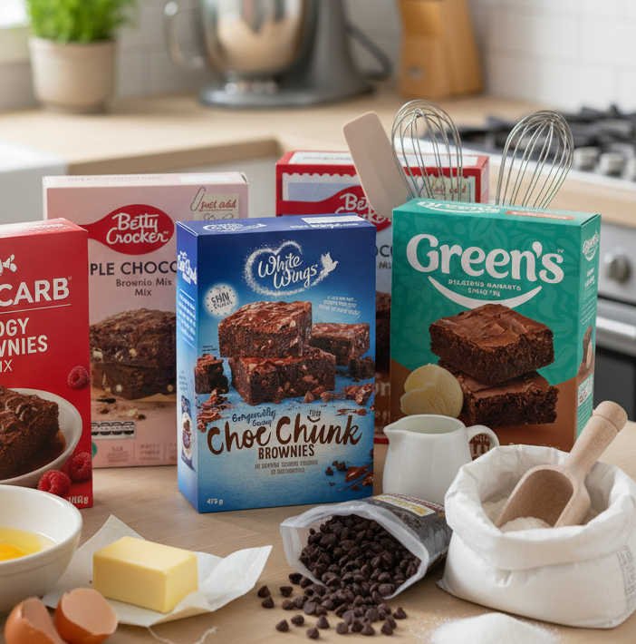 Cake Mixes on a Kitchen Bench