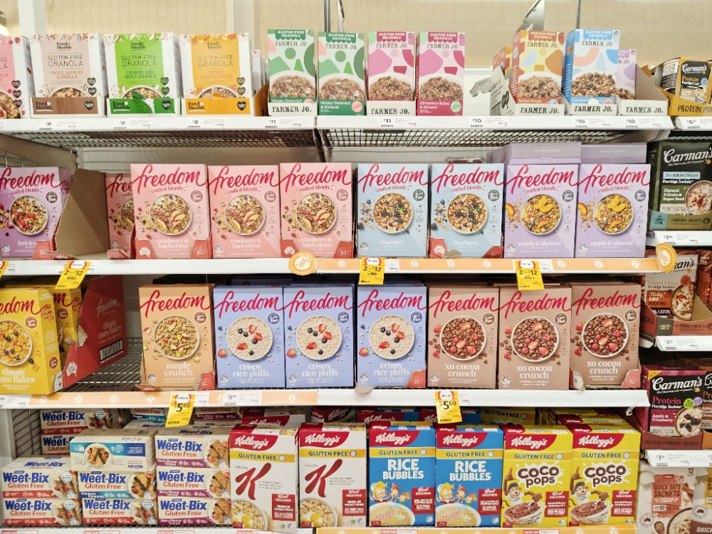 Gluten Free Cereal Section at Coles.