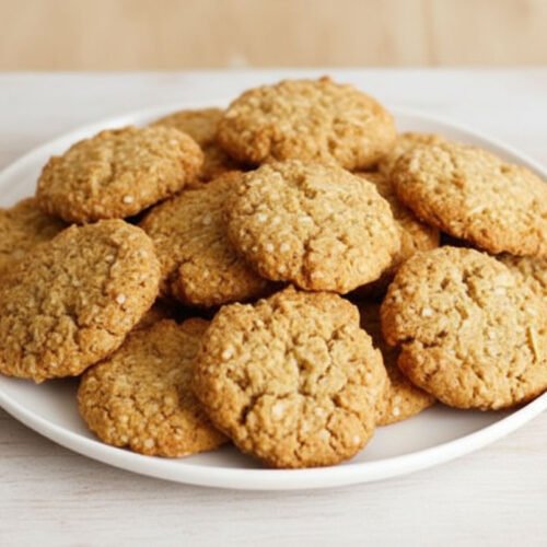 A Plate Of Gluten Free Quinoa ANZAC Biscuits.