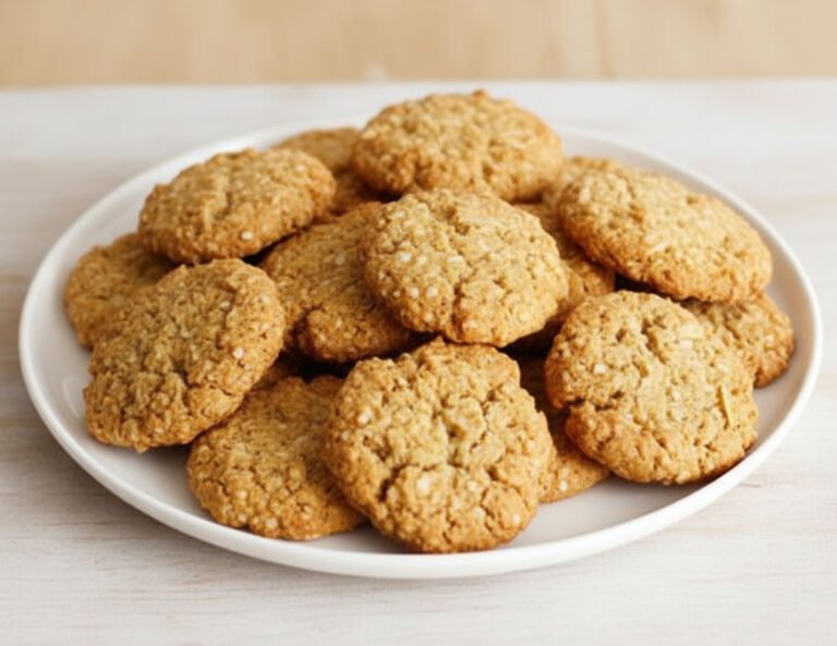 A Plate Of Gluten Free Quinoa ANZAC Biscuits.