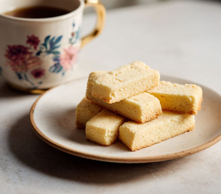 Gluten Free Shortbread Biscuits On A Plate.