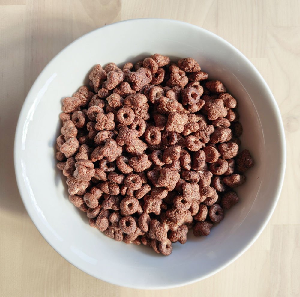 Top Down Bowl of XO Cocoa Crunch.