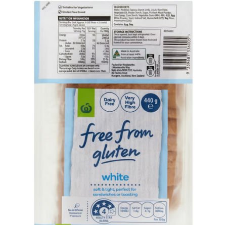 Woolworths Free From Gluten White Bread Loaf 440g
