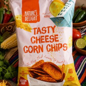 Natures Delight Tasty Cheese Corn Chips 400g Front of Pack Natures Delight Tasty Cheese Corn Chips 400g Front of Pack