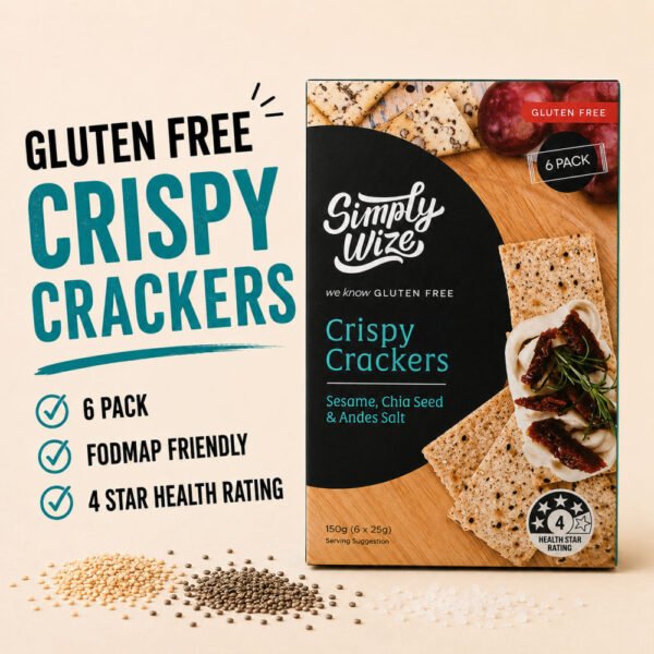 Simply Wize Gluten Free Crispy Crackers Sesame Chia Seed and Andes Salt 150g