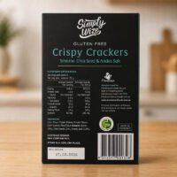 Simply Wize Gluten Free Crispy Crackers Sesame Chia Seed and Andes Salt 150g Back of Pack